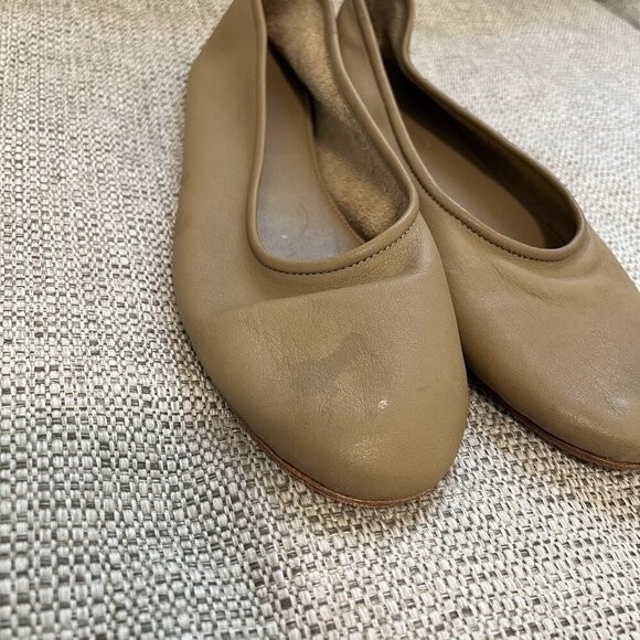 Jenni Kayne Charlotte Ballet Flat in Khaki Brown Leather Size 38 (8 Equivalent) - Picture 5 of 14